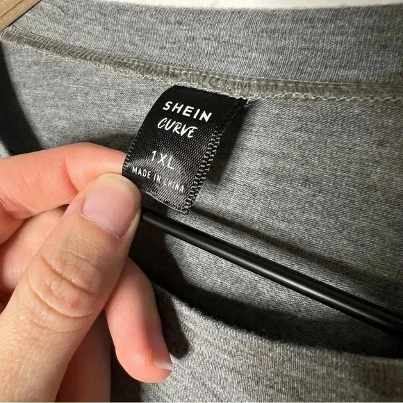 Shein Curve Plus Size Casual Gray Side Tie Long Sleeve - Picture 3 of 6